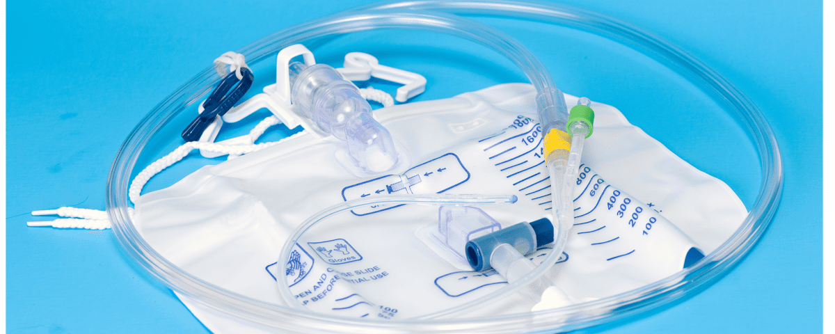 Urinary Catheters on blue background